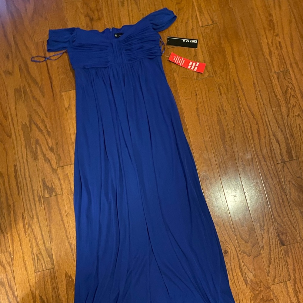 Chetta B Vibrant Blue Pleated Dress